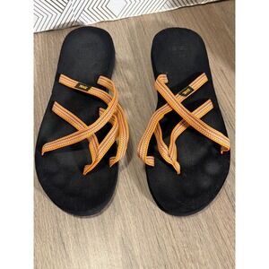 Teva Women's Flip Flop Sandals Black Orange Straps Size 10‎